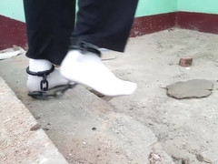 Wearing White Socks Cuffed Walk In Ruins 1 (edited)