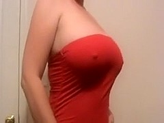 Lateshay 36 F boobs Red mini petticoat disrobe tease Ramrod pleaser