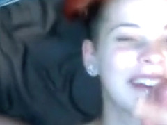 Cock loving redhead slut sucking and licking big hard cock