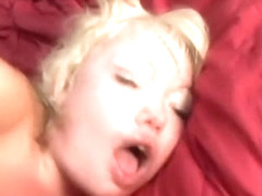 Blonde hottie spreads her legs and get plowed by a black hunk