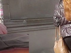 Real upskirt pantyhose clip filmed in the public bus