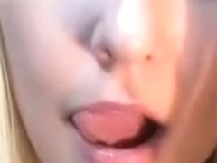 long tongue blonde on webcam