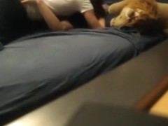 Blonde gets her pussy eaten out, has missionary sex and sucks cock.