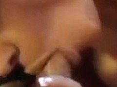 Blowjob and titjob homemade scene with a fake-boobed brunette