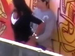 Voyeur tapes a latina having doggystyle sex with her bf in public