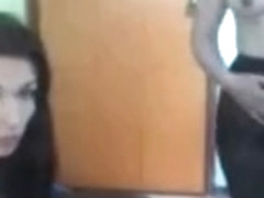 Girl play with water on tits