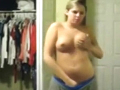 Fat teen stripping herself