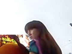 Throat-watering string panty upskirt