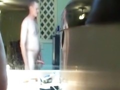 Tied up dirty talking girl gets doggystyle fucked in the bathroom with creampie