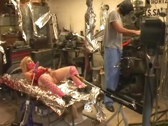 This Blonde Bitch Got Her Ass Banged By A Dildo And Pussy By A Man