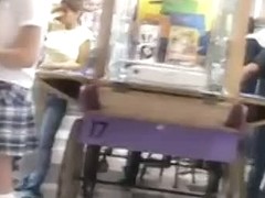 Real legal teen schoolgirl up skirt shopping mall video