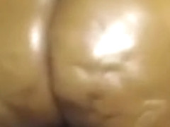 black mom with big oiled ass riding on a toy