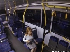 Busty hairy cunt amateur banged in a bus