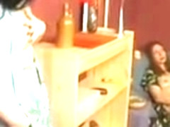 Mother gives a strapon lesson to not her daughter