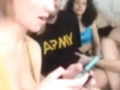 Luck dude playing with and fucking 3 hot babes