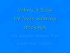 Sissy Fella Wears His Aunties NYLON Nylons and Masturbates