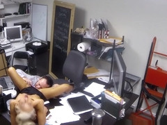 Petite waitress licked and romped in the office