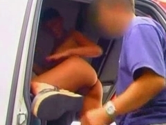 Naked French chick in a vintage public sex clip