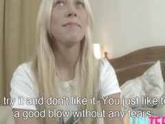 Skinny 18 Year Old Interviewed And Anally Creampied After