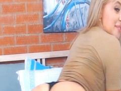 Pretty Hot Babe With Dildo Fucks Her Shaved Pussy