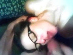 Nerdy girl with glasses gets disappointed. he fails to give her a facial !!!