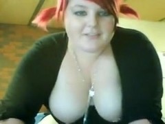 Fat BBW Redhead showing her big boobs on cam-2