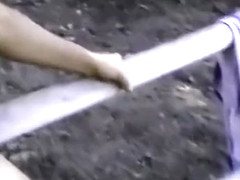 Stacked blonde Abigail has her man Jay fucking her tight holes outside