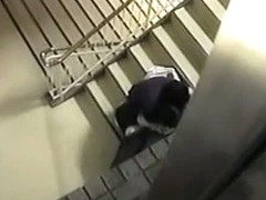 Hot mature japanese couple are fucking on the stairs